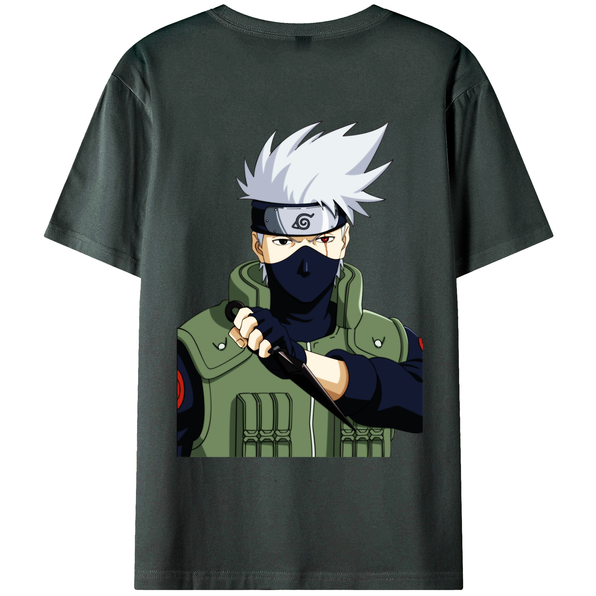 （画像用） NARUTO -ナルト- はたけ カカシ Hatake Kakashi 綿100％ メンズ半袖Tシャツ（バックプリント） 通気性